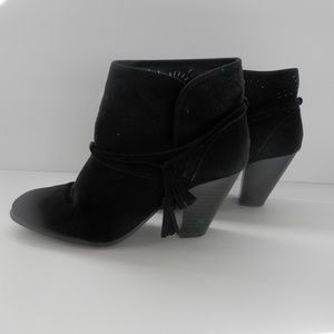 Qupid Black Suede Ankle Boots with Cut Outs
